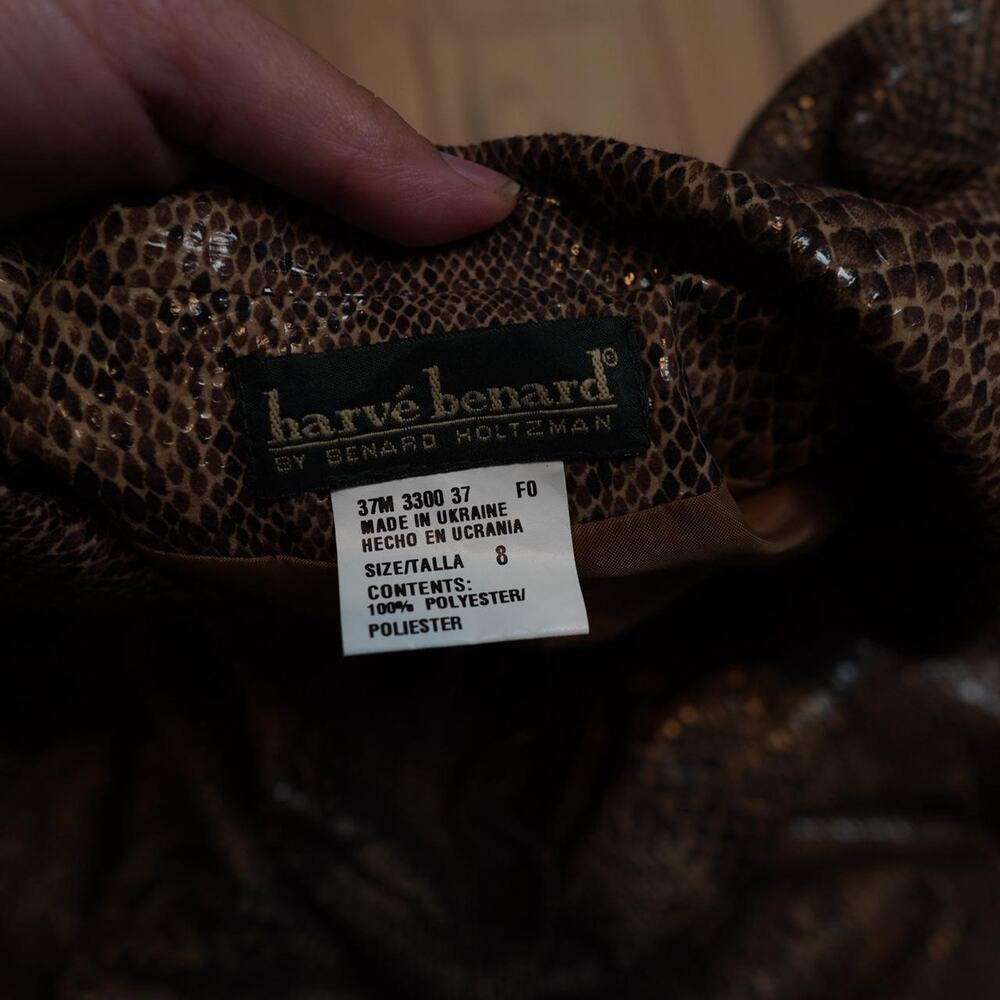 Harvé Benard Snakeskin Print Long Blazer Jacket Y2K Glam Size 8 - Picture 5 of 5
